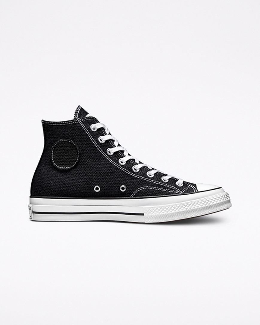 Men\'s Converse x Stüssy Chuck 70 High Top Shoes Black / White / Black | AU 61394S